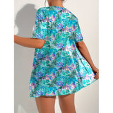 Local WarehouseFashionable Printed Slimming High Waisted Bikini Three Set Beach Vacation Sunscreen Swimsuit