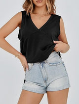 Fisoew Womens Summer Tank Tops V Neck Sleeveless Casual Loose Flowy Tunic Workout T Shirts