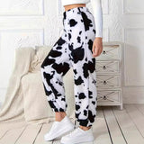 Women's Fashion Cow Print Pattern Loose Trousers