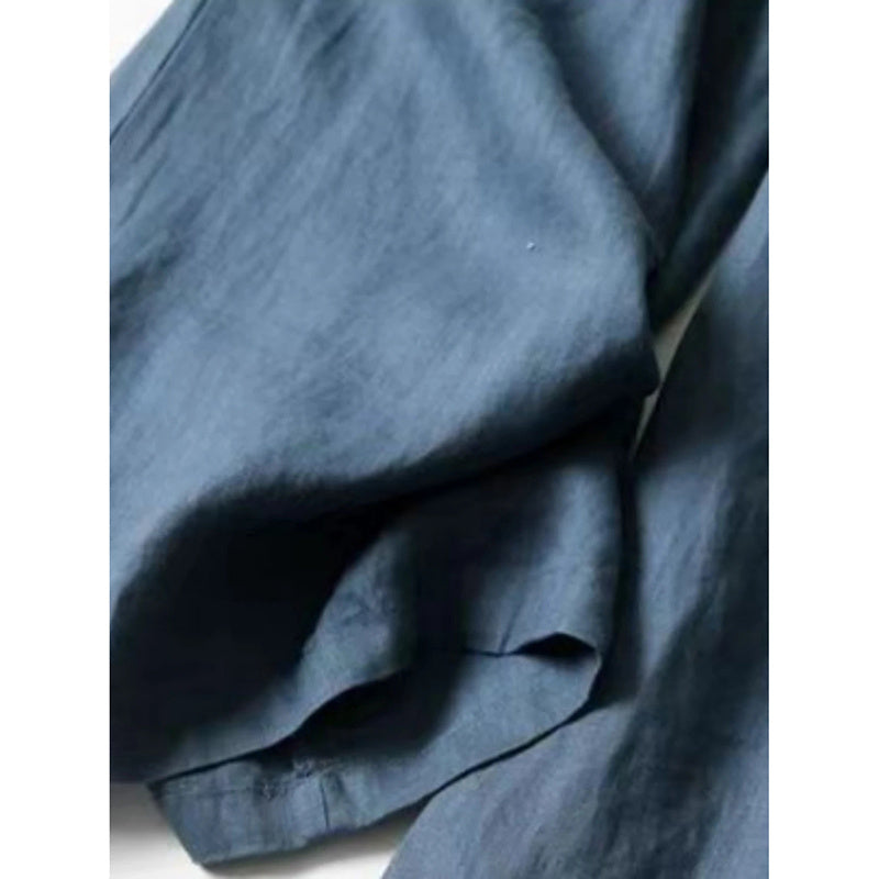 Women's Wide Leg Palazzo Pants Cotton Linen Elastic Waist Casual Pants Breathable Summer Trousers With Pockets