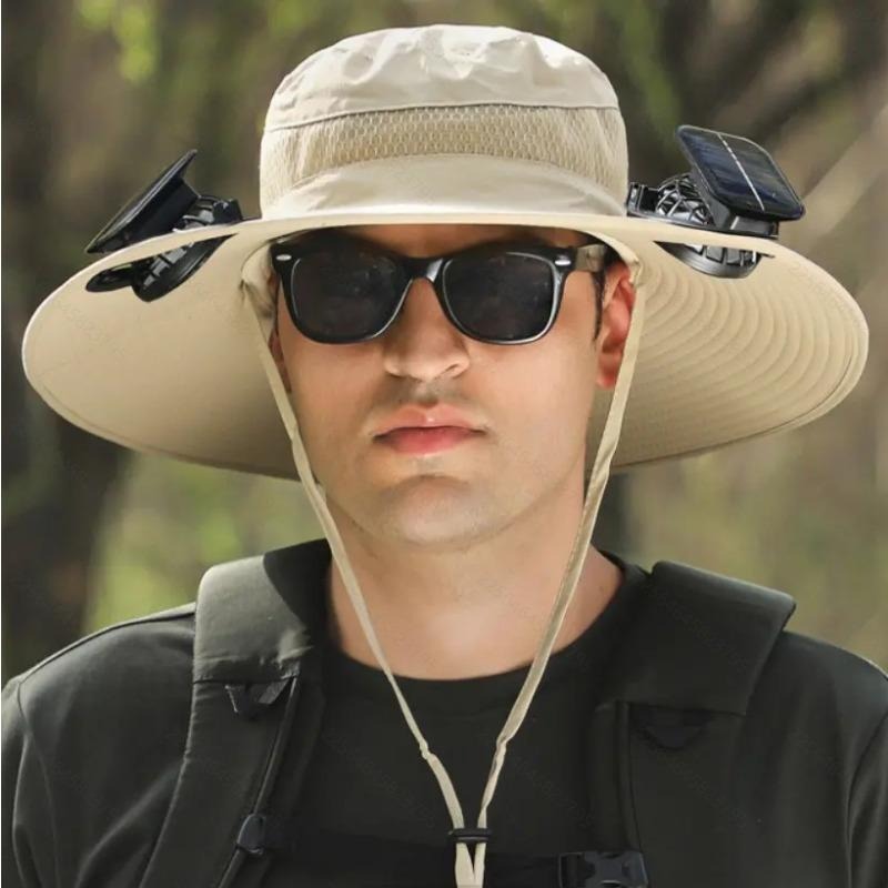 2025 3 piezas nuevo ventilador solar gorra de pesca al aire libre - gorra de protección solar con ventilador gorra de ventilador solar ventilador de doble potencia gorra de pesca al aire libre solar 