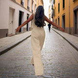 Women's Solid Color V-Neck Vest Two-Piece Set Button Front Vest Top With Pocket Pants For Spring & Summer Casual Outfit