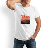 Grand Canyon Printed Men's Pure Cotton T-shirt - Casual Round Neck, Slightly Elastic, Suitable For Summer Knitted Fabric, Classic Fit Adult Shirt, Couple's Shirt