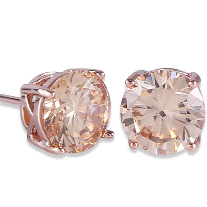 1 Pair Of Rose Gold Tone Citrine Royal Trip Jewelry Eternal Stud Earrings, Perfect Gift For Birthday, Christmas, Chinese New Year's Eve, Anniversary, Mother's Day