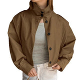 Khaki Lapel Simple Single-breasted Coat