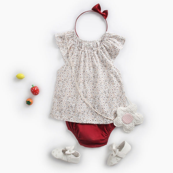 Newborn Children's Clothing Summer Ins Cotton PrintedTwo-Piece Floral T-Shirt Briefs Baby Suit