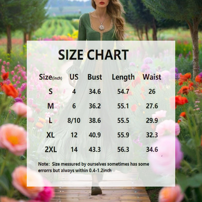 Women's Square Neck Long Sleeve Dress - Green Bohemian Maxi Dress Back Vent With Ruffle Hem & Sleeve