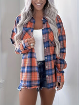 Stylish Loose Plus Size Plaid Shirt For Women