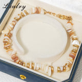 Lxalry Natural Shell Bead Bracelet For Women - Gold Plated Stainless Steel Minimalist Beach Style Jewelry, Waterproof, Hypoallergenic, Summer Gift, Tarnish-Free
