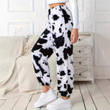 Women's Fashion Cow Print Pattern Loose Trousers