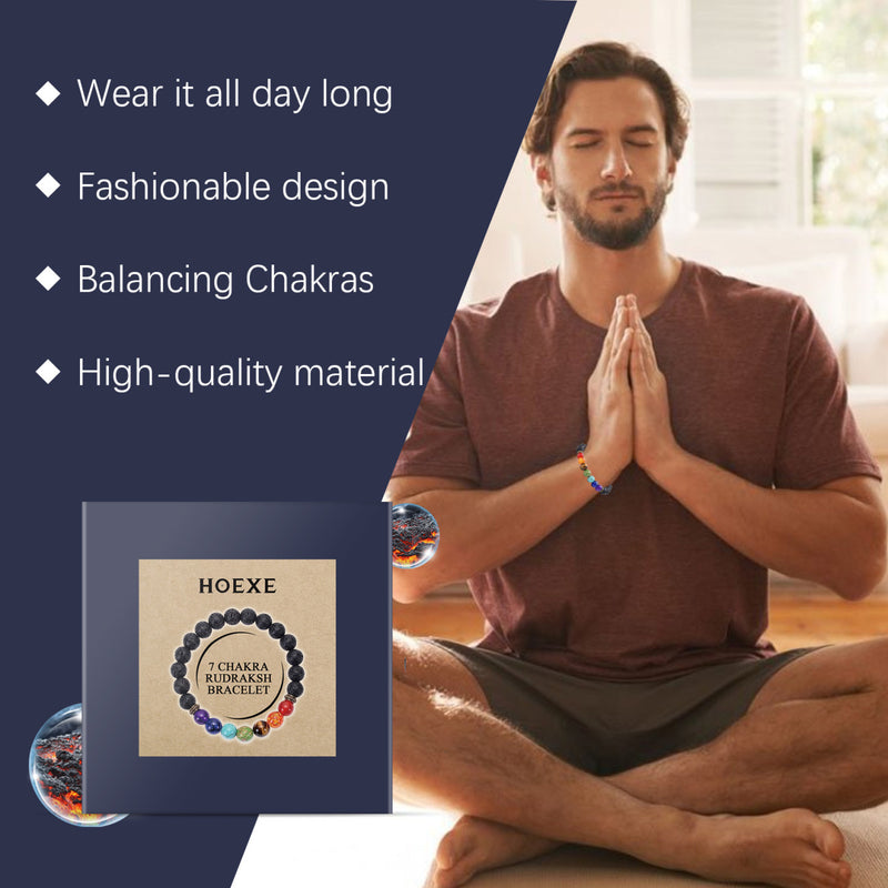 Hoexe Colorful Volcanic Stone Bracelet Jewelry Bead Bracelet Colorful Volcanic Stone Bracelet Adjustable Woven Beading