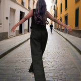 Women's Solid Color V-Neck Vest Two-Piece Set Button Front Vest Top With Pocket Pants For Spring & Summer Casual Outfit