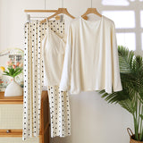 Confinement Clothing Spring And Summer Modal Three-piece Long-sleeved Trousers Pregnant Woman Feeding Nursing Pajamas