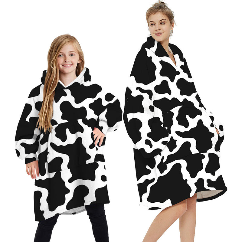 Cow pattern blanket parent child sweater