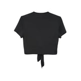 Ladies' New Casual Vacation Style Solid Color Chest Tie Fashion T-shirt