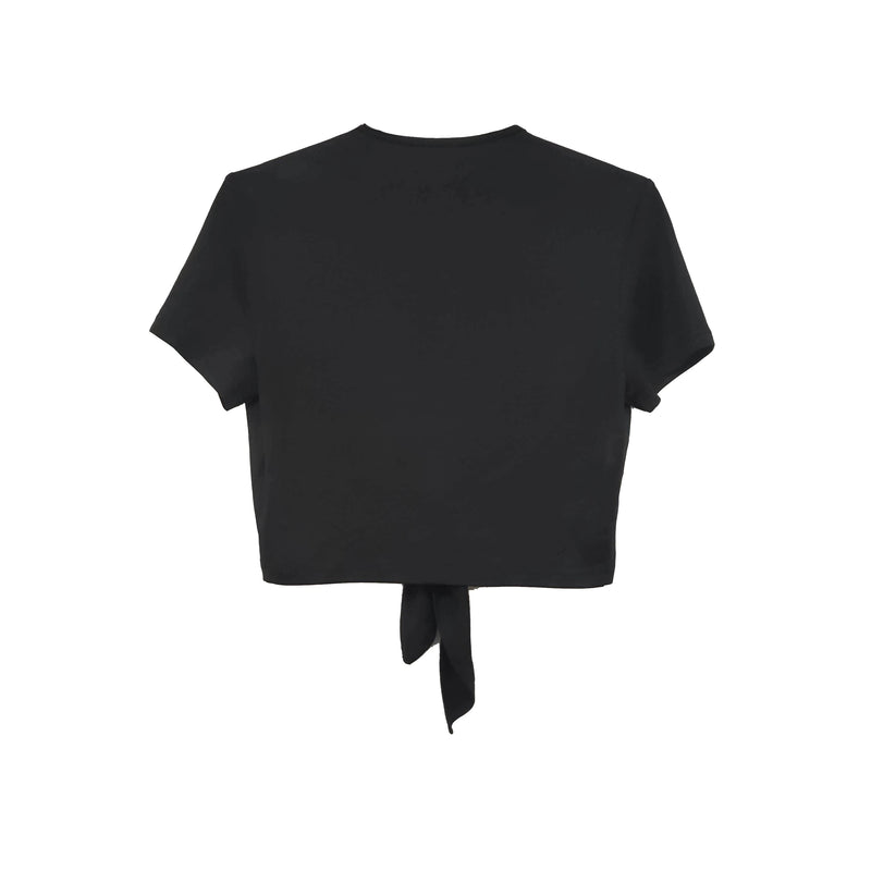 Ladies' New Casual Vacation Style Solid Color Chest Tie Fashion T-shirt