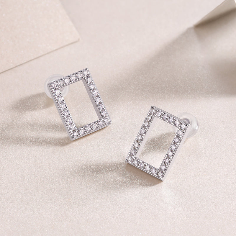 In Full Swing - Fashionable And Affordable Jewelry With Moissanite S925 Sterling Silver And Platinum-plated Stud Earrings