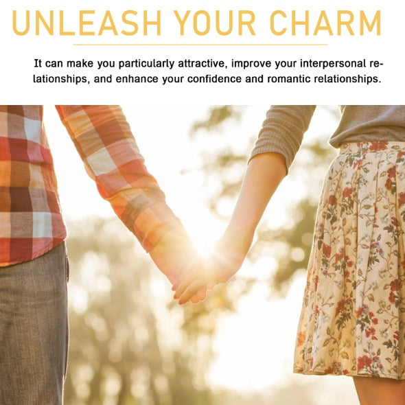 Roxel's Women's Charming Perfume Fresh Natural light couple holding hands in a sunny field, symbolizing confidence and charm.