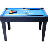 Mesa multijuegos 5 en 1: billar, hockey, futbolín, ping pong y baloncesto, color negro y azul.