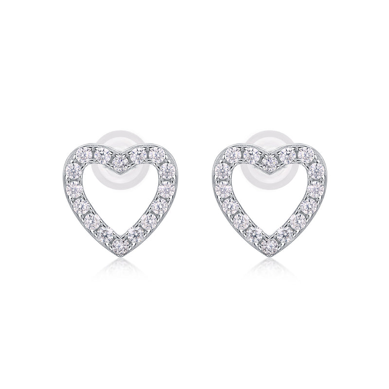 From The Heart - Fashionable, Trendy And Affordable Jewelry With Moissanite S925 Sterling Silver And Platinum-plated Stud Earrings