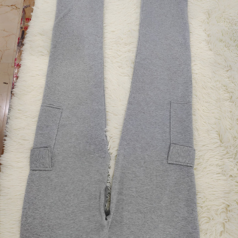 Pantalones rectos de color liso para mujer: cintura elástica con cordón y bolsillos dobles, pantalones casuales para primavera y otoño.