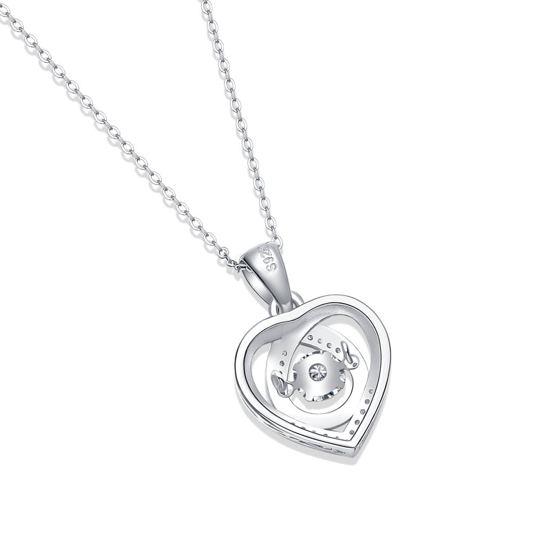 With You In My Heart - A Fashionable And Trendy Jewelry Necklace Pendant Set With 0.5-carat Moissanite S925 Sterling Silver And Platinum Plating