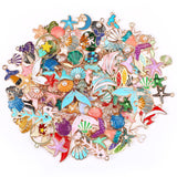MARFOREVER 120 Pieces Of Ocean-themed Sea Jewelry For Jewelry Making, Gold Enamel Assorted Starfish And Shell Pendants Can Be Made Into Necklaces, Earrings, Bracelets,-Selling On Amazon Is Prohibited