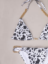 European And American Cow Print Swimsuit