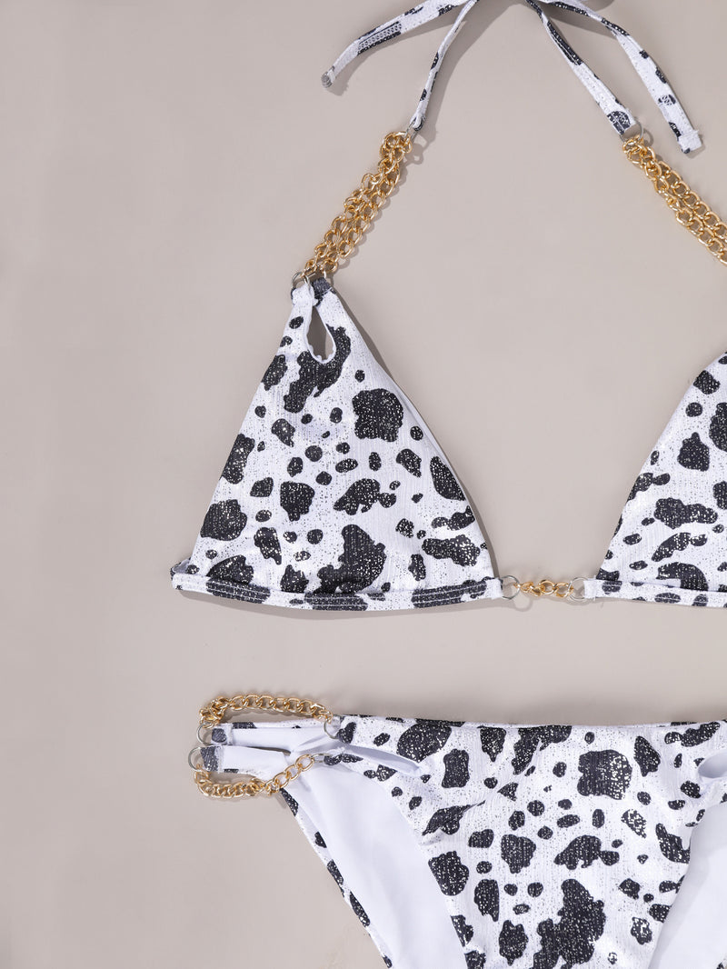 European And American Cow Print Swimsuit