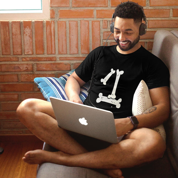 Bone Men's Pure Cotton T-shirt - Casual Round Neck, Slightly Elastic, Suitable For All Seasons Knitted Fabric, Classic Fit Adult Shirt, Pet Couple Shirt