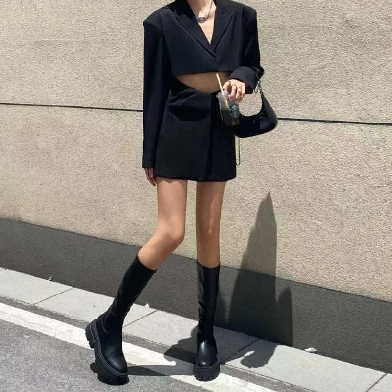 Autumn And Winter Horse Knight Boots High Leg Boot Thick Bottom Female Stretch Boots