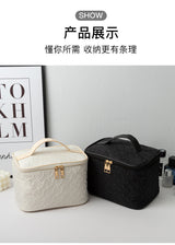 Black White Umizolco Premium Large CapacityPortable Travel Makeup Bag, Multi FunctionalCosmetic Organizer, Stain Resistant, HandheldSquare Bag