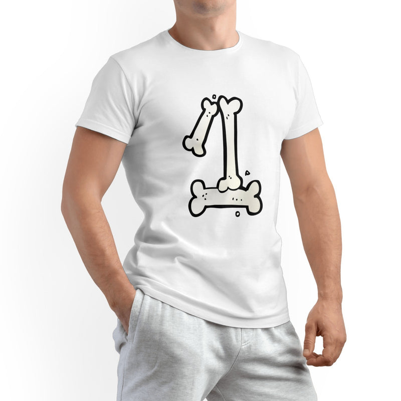 Bone Men's Pure Cotton T-shirt - Casual Round Neck, Slightly Elastic, Suitable For All Seasons Knitted Fabric, Classic Fit Adult Shirt, Pet Couple Shirt