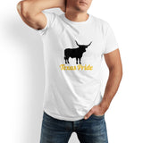 White Bullfighting Printed Men's Pure Cotton T-shirt - Casual Round Neck, Slightly Elastic, Suitable For Summer Knitted Fabric, Classic Fit Adult Shirt, Couple's Shirt