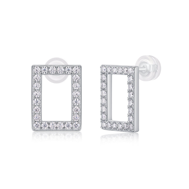In Full Swing - Fashionable And Affordable Jewelry With Moissanite S925 Sterling Silver And Platinum-plated Stud Earrings