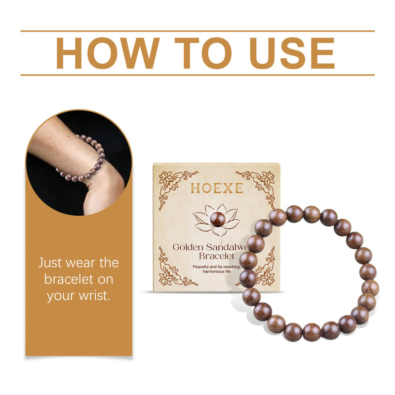 Hoexe Golden Silk Sandalwood Bead Bracelet Is A Simple And Fashionable Decoration For Daily Wear On The Hand