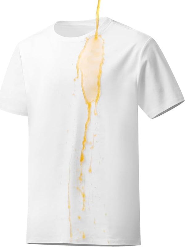 Camiseta básica blanca de cuello redondo, manga corta, de algodón y poliéster, repelente al agua, para hombre