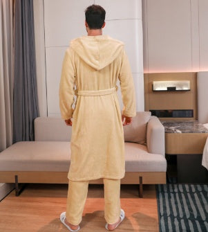 Conjunto de bata de terciopelo de fibra para hombre 