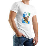West Coast Seal Printed Men's Pure Cotton T-shirt - Casual Round Neck, Slightly Elastic, Suitable For Summer Knitted Fabric, Classic Fit Adult Shirt, Couple's Shirt