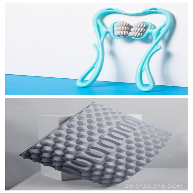Masajeador de cuello manual multifuncional de seis ruedas con rodillos de masaje para aliviar el dolor.