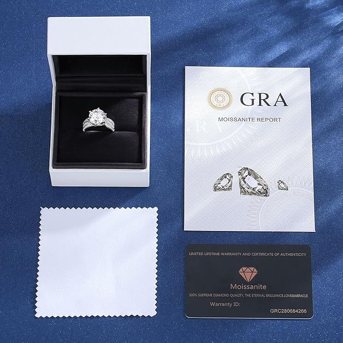 5ct Moissanite Engagement Rings For Women, 11MM Center Stone, D Color VVS1 Created Moissanite Wedding Promise Proposal Rings For Women Her, Anniversary Luxurious Bridal Gift