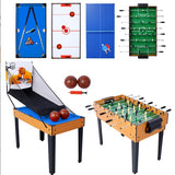Mesa multijuegos 5 en 1: billar, hockey, futbolín, ping pong y baloncesto, color negro y azul.