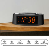 AM FM Alarm Clock Radio With Dual Alarm Sleep Timer  Snooze Functions Orange LED Display 4-Level Dimming Option ITOMA CKS3301