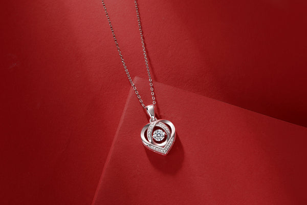With You In My Heart - A Fashionable And Trendy Jewelry Necklace Pendant Set With 0.5-carat Moissanite S925 Sterling Silver And Platinum Plating