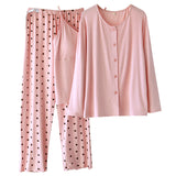 Confinement Clothing Spring And Summer Modal Three-piece Long-sleeved Trousers Pregnant Woman Feeding Nursing Pajamas