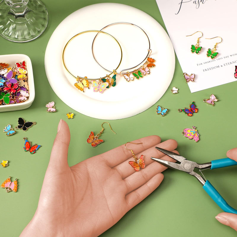 MARFOREVER 120 Pieces Butterfly Ornaments For Jewelry Making, All Kinds Of Gold Enamel Butterfly Pendants For DIY Necklaces, Brracelets, Earrings, Jewelry Making Supplies