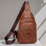 Men's And Women's Retro Leather Crossbody Bag Chest Bag