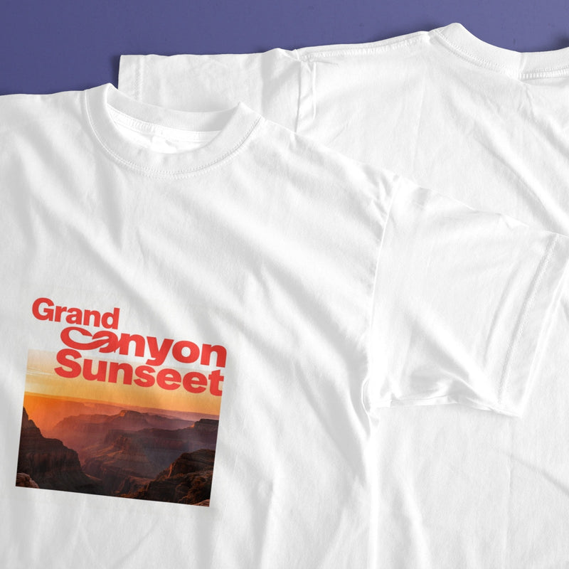 Grand Canyon Printed Men's Pure Cotton T-shirt - Casual Round Neck, Slightly Elastic, Suitable For Summer Knitted Fabric, Classic Fit Adult Shirt, Couple's Shirt