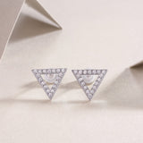 Unique - Set With Moissanite S925 Sterling Silver And Platinum-plated Stud Earrings, Fashionable, Trendy And Affordable Jewelry