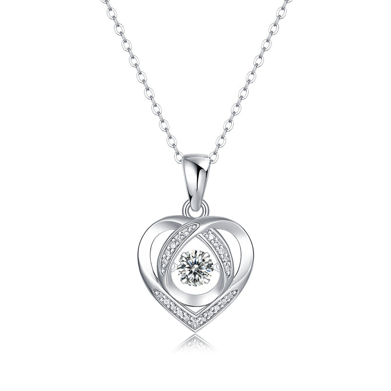With You In My Heart - A Fashionable And Trendy Jewelry Necklace Pendant Set With 0.5-carat Moissanite S925 Sterling Silver And Platinum Plating